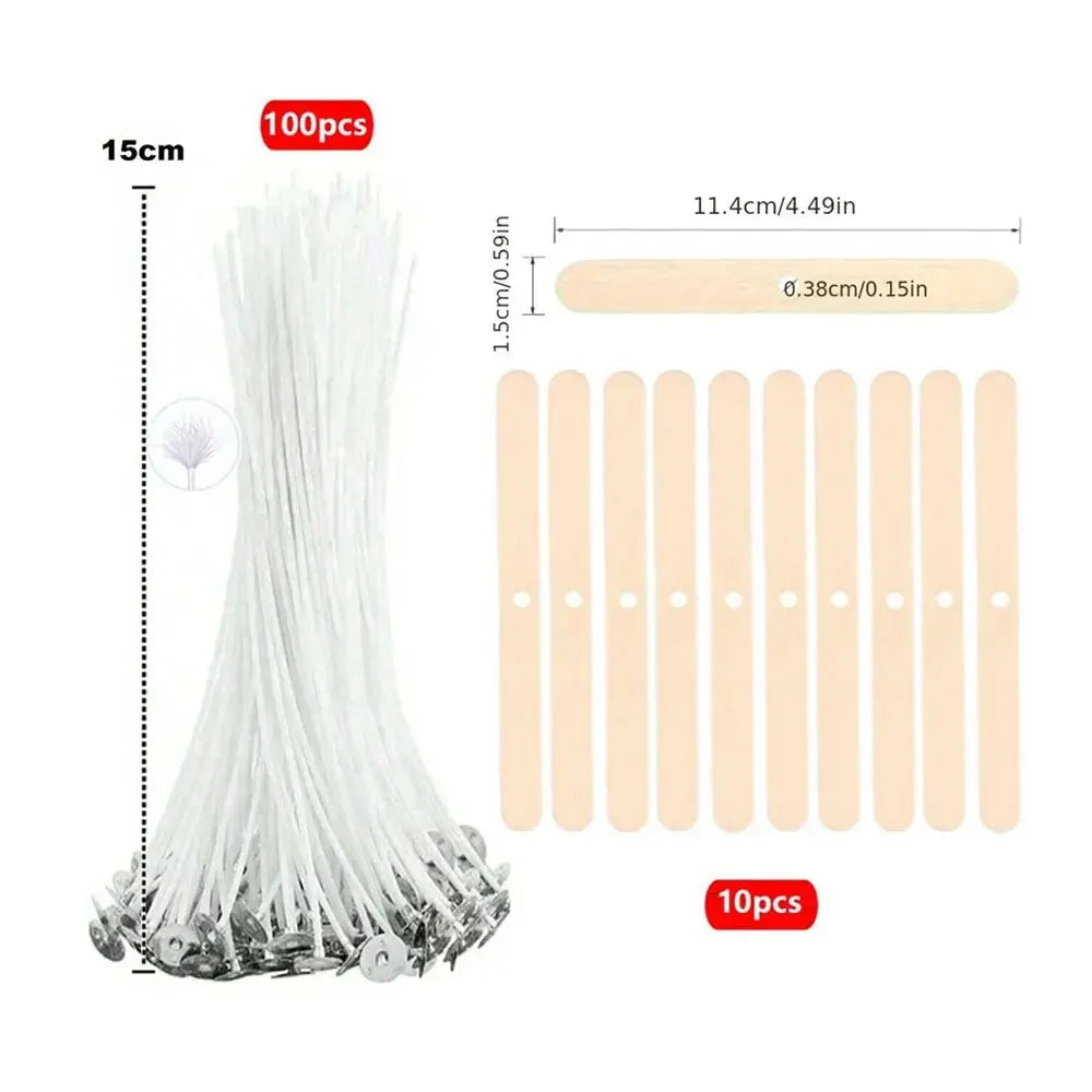 110pcs Wicks and Holder Original Smokeless Candle Wicks Soy Wax Core Woven Cotton Core Kerosene Lamp Wax Line Wood Accessories C