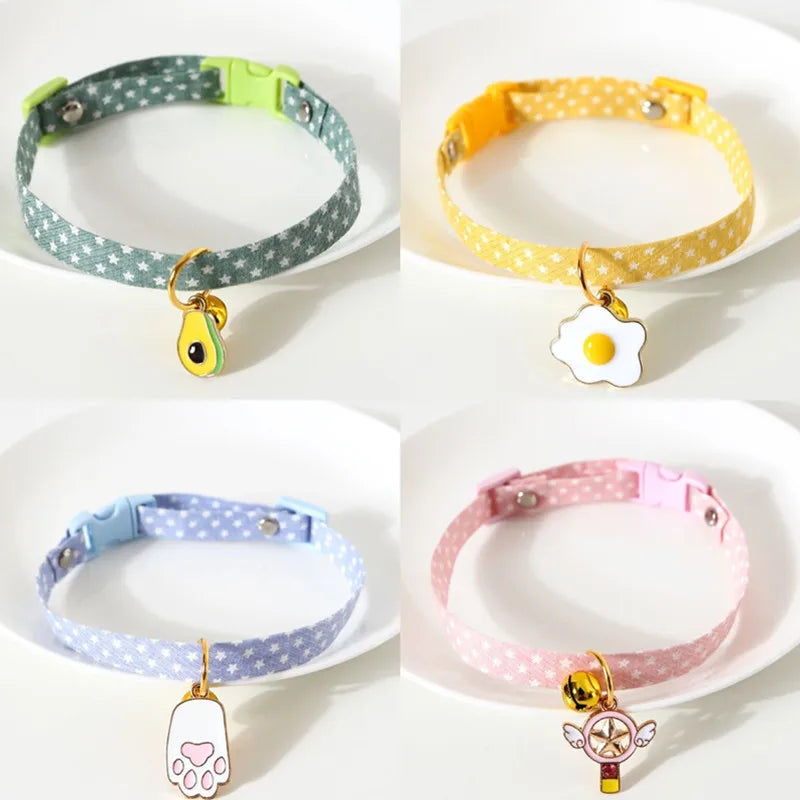 2022New Adjustable Kitten Collar with Bell Cut Pet Cat Collars Breakaway Cats Necklace Puppy Collar Cat Supplies Cat Accessories