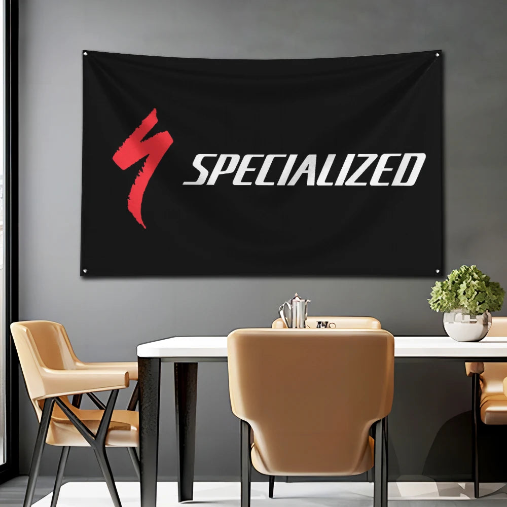 3x5 Ft Bicycle Specialized Flag Polyester Digital Printing Banner for Garage Wall Art Out Door Decoration With Brass Grommets